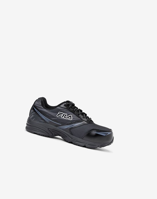 Fila Memory Meira 2 Slip Resistant Composite Puntera Shoe Boots Negros Plateados | 724891-LBV