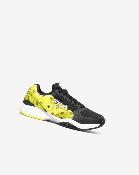 Fila Men’S Volley Zone Tenis Shoes Negros Blancos Amarillos | 432578-PMS