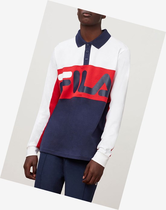 Fila Morris Rugby Shirt Wht/Cred/Peac | 385091-YUS