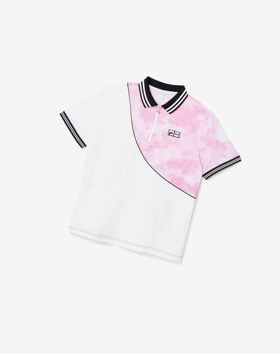 Fila Msgm X Fila Printed Polo Rosas Blancos Negros | 360182-BEH