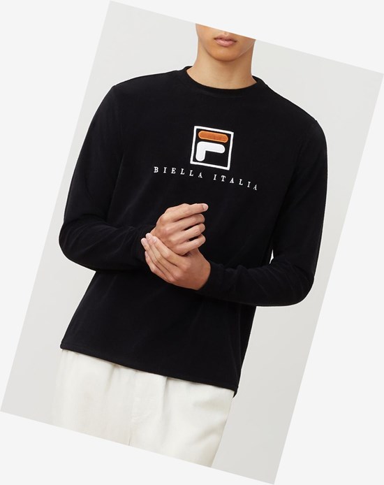 Fila Nicolo Long Sleeve Crew Blk/Wht/Cred | 638059-WMX