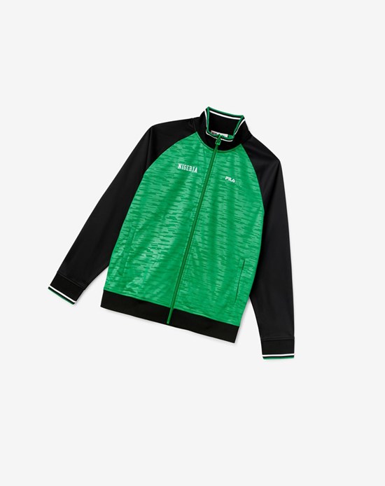 Fila Nigeria Pista Jacket Negros Blancos | 560829-HRG