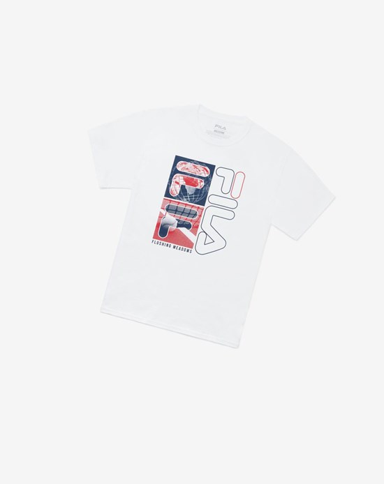 Fila Nyc Collage Tee Blancos | 864301-QDW