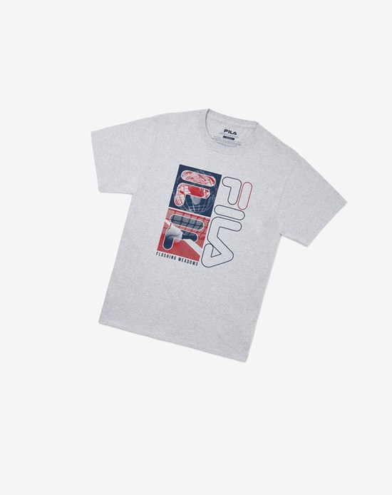 Fila Nyc Collage Tee Grises | 062471-SLH