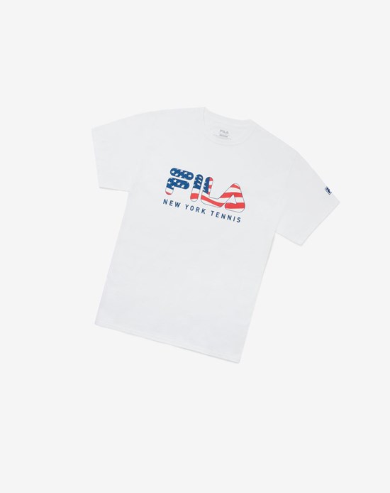 Fila Nyc Fila Flag Tee Blancos | 291380-CGP
