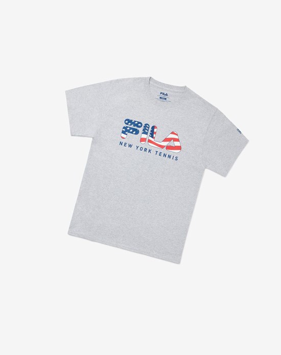 Fila Nyc Fila Flag Tee Grises | 427058-PGC
