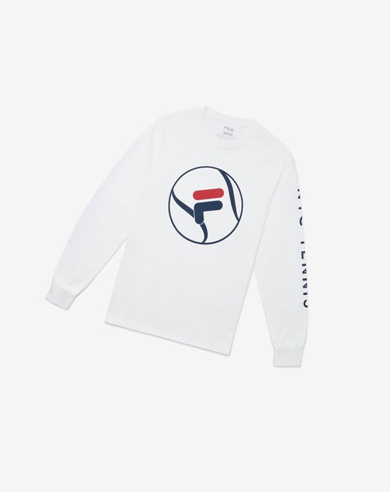 Fila Nyc Long Sleeve Tenis Tee Blancos | 215068-GRD