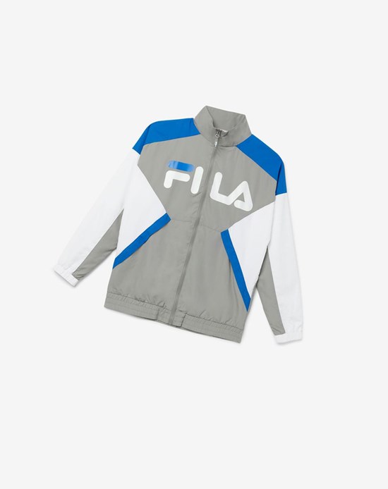 Fila Oliviero Viento Jacket Grises Blancos Azules | 152637-UWT