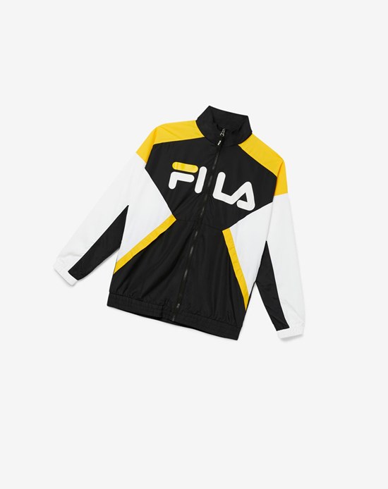 Fila Oliviero Viento Jacket Negros Blancos Amarillos | 318067-WLM