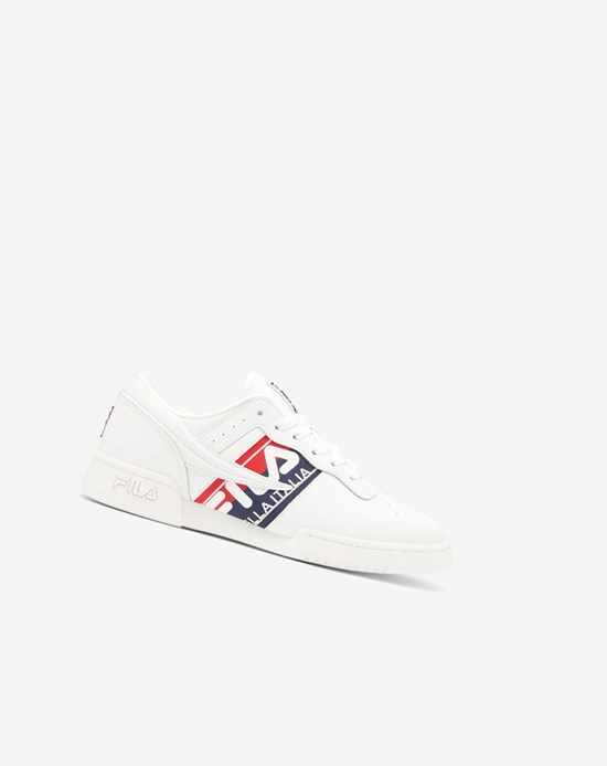 Fila Original Fitness Logo Tape Sneakers Blancos Azul Marino Rojos | 453962-ZXY
