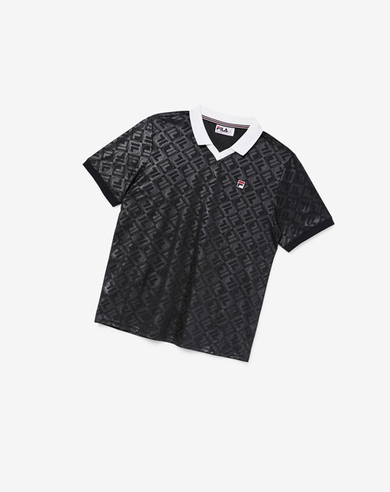 Fila Paxton Johnny Collar Polo Negros Blancos | 804362-WIT