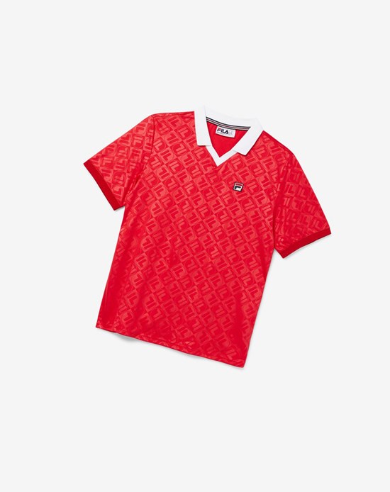 Fila Paxton Johnny Collar Polo Rojos Blancos | 015269-RFH