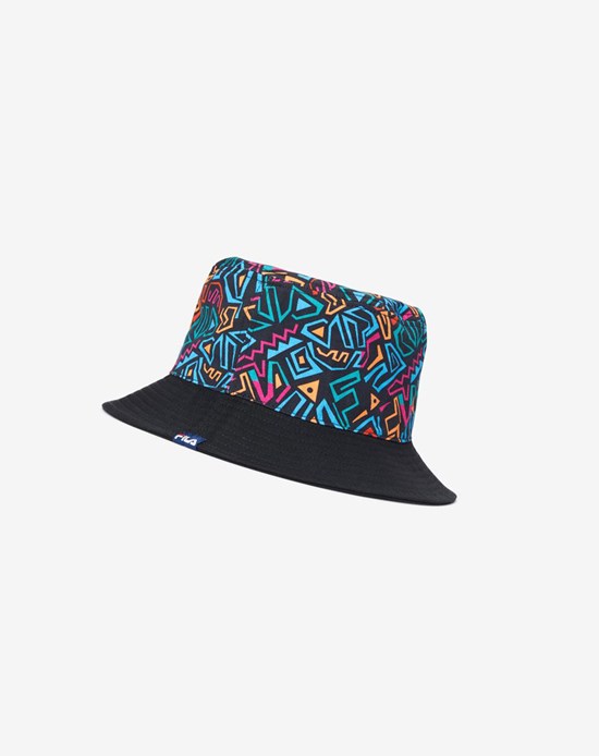 Fila Printed Twill Bucket Hat Negros | 927815-ZIO
