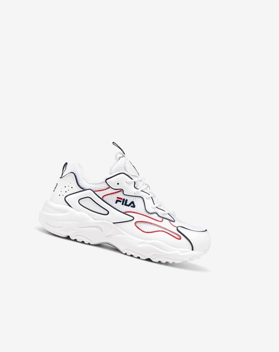 Fila Ray Tracer Contrast Piping Sneakers Blancos Azul Marino Rojos | 136804-QAG