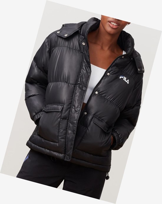 Fila Remie Puffer Jacket Blk/Wht/Marl | 659872-JKB