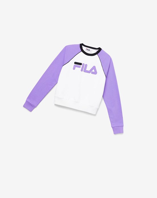 Fila Riccarda Sweatshirt Blancos Morados Negros | 203845-SPQ