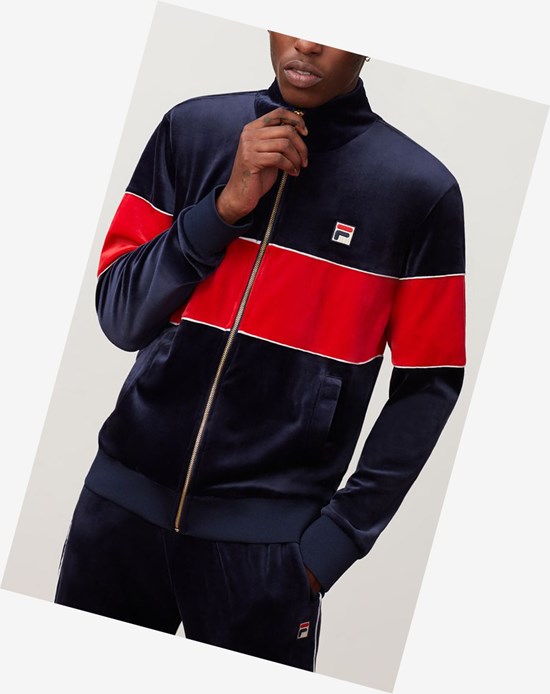 Fila Rocco Velour Jacket Peac/Cred/Wht | 701432-YGK