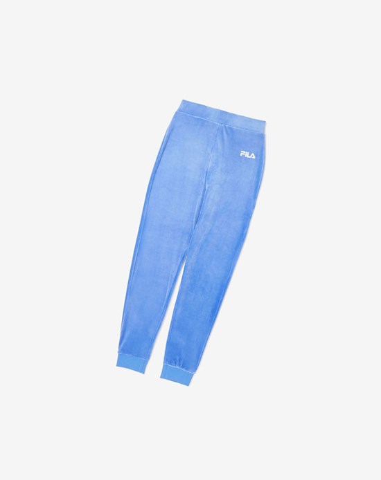 Fila Sara Velour Jogger Azules Blancos | 462793-GVC