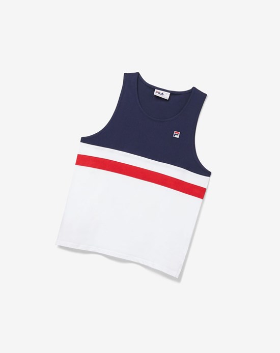 Fila Stoke Tank Blancos Azul Marino Rojos | 014372-EJV