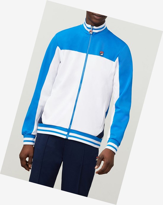 Fila Tiebreaker Pista Jacket Wht/Drblu/Navy | 819762-VAG