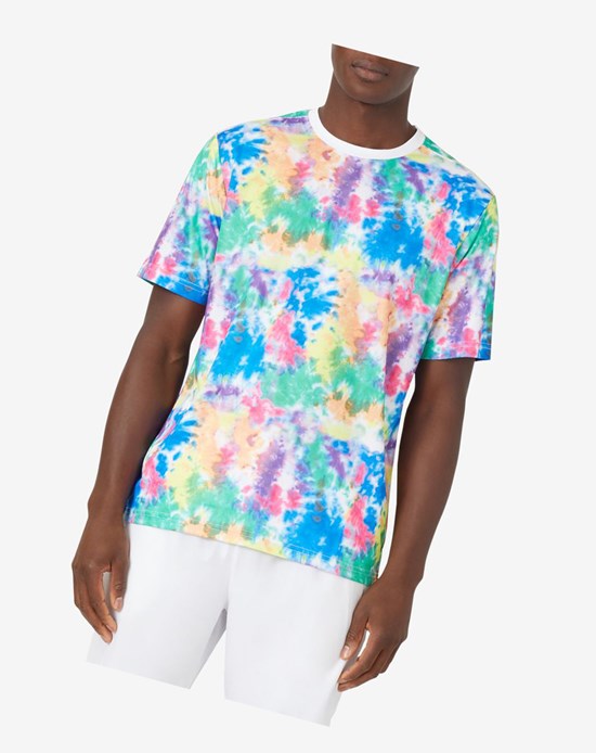 Fila Top Spin Tie Dye Printed Crew Blancos | 403185-GSE
