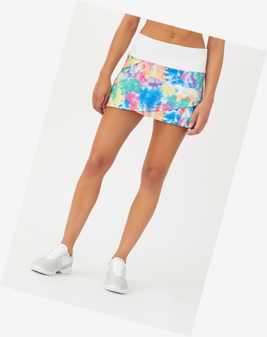 Fila Top Spin Tie Dye Tiered Skort Blancos | 306425-ZGQ