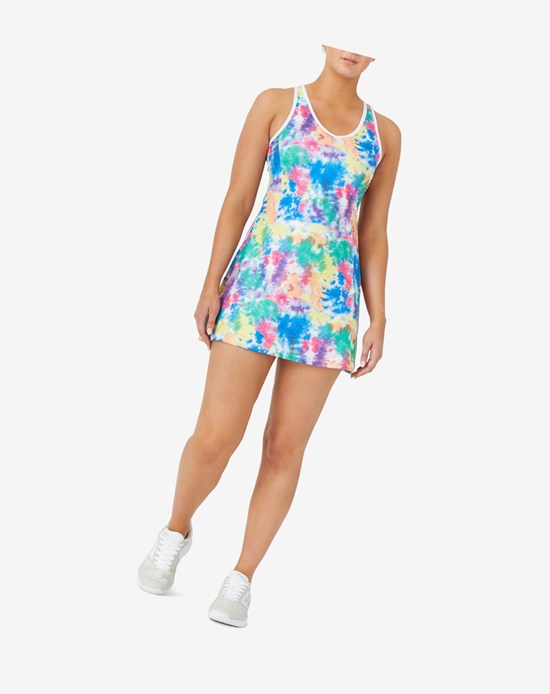 Fila Top Spin Tie Dye Vestido Blancos | 054689-ECH