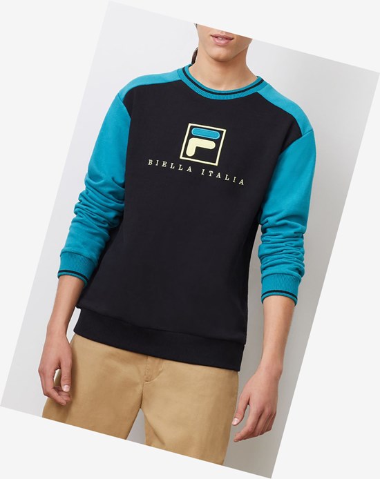 Fila Ventura Sweatshirt Blk/Hblu/Gfus | 378206-KIF