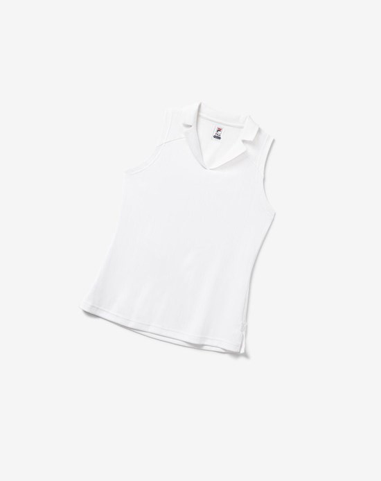 Fila White Line Sin Manga Polo Blancos | 327169-QIE